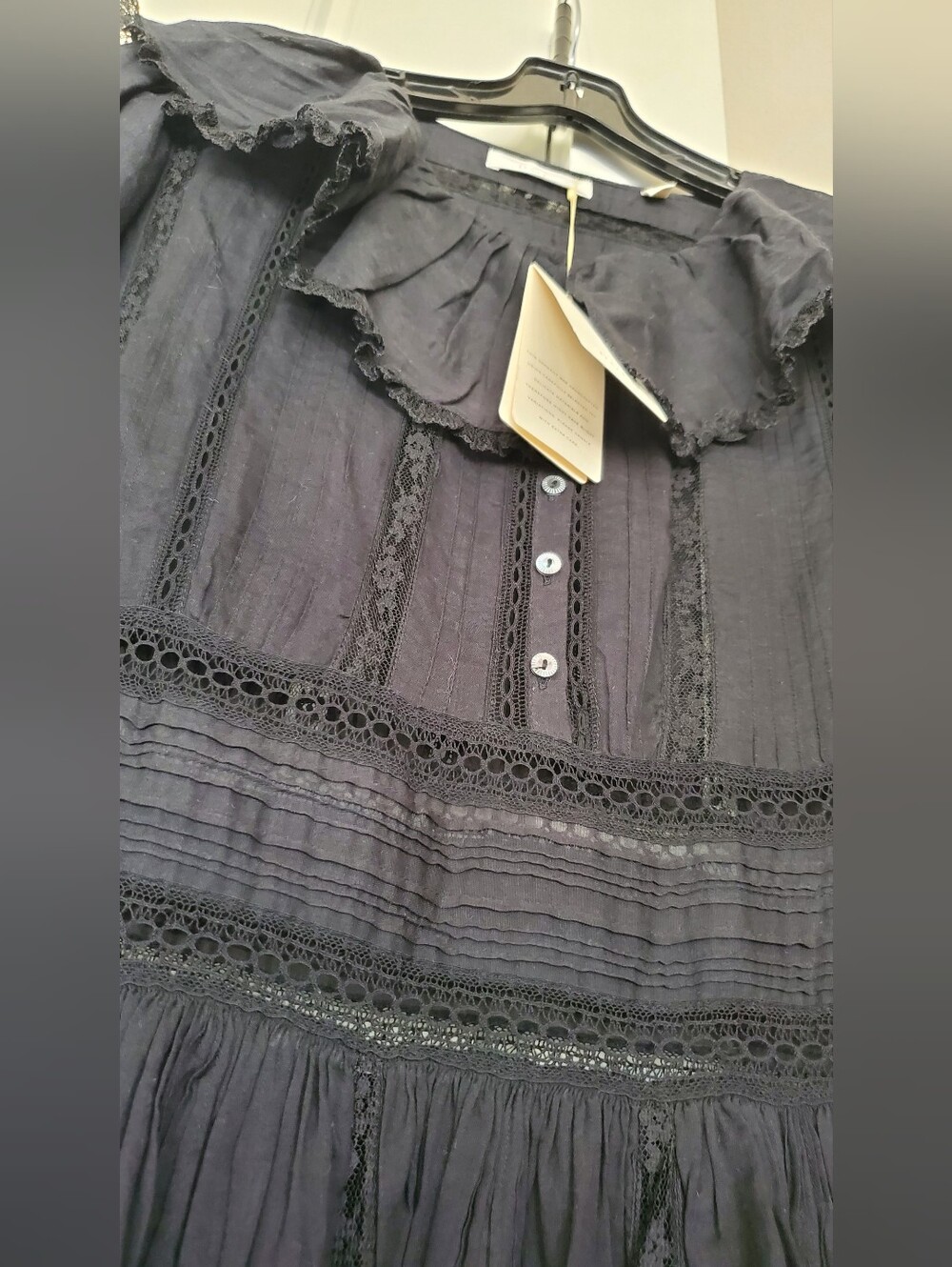 "DÔEN NWT Black Marla Dress Maxi Midi Heirloom Victorian Ruffle Size XL - Picture 8 of 16